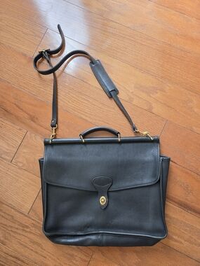 Vintage Jack Georges 1990's Black Leather Briefcase University Collection